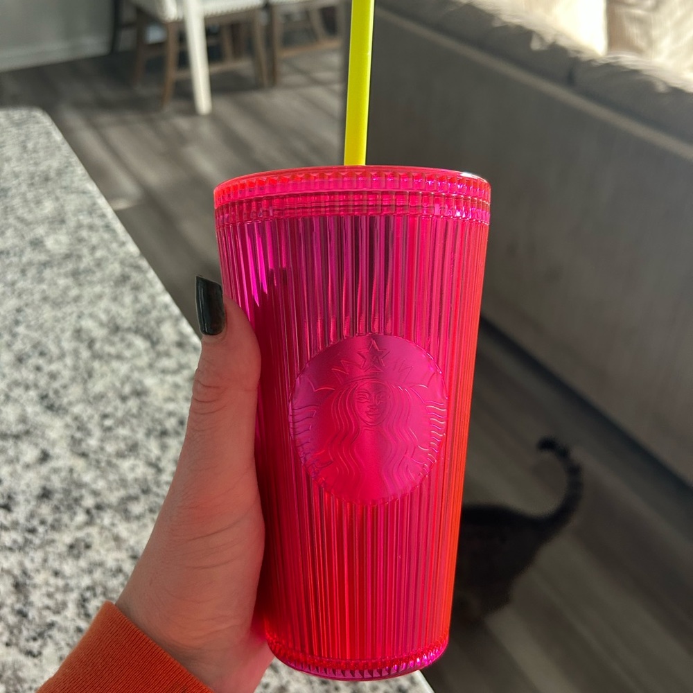 Starbucks pink stripe cup
